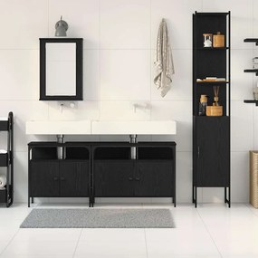 vidaXL Σετ Επίπλων Μπάνιου με ράφι 4 pcs Μαύρη Οξυά Επεξεργασμένο ξύλο
