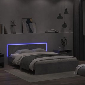 vidaXL Πλαίσιο Κρεβατιού με Κεφαλάρι/LED Γκρι Σκυροδεμ. 160x200 εκ