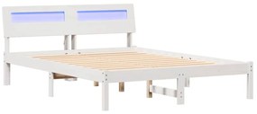 vidaXL Σκελετός Κρεβατιού Λευκό 140 x 190 cm Μασίφ ξύλο πεύκου