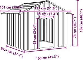 vidaXL Σπιτάκι σκύλου με οροφή 131x101x102 cm Γαλβανισμένος χάλυβας