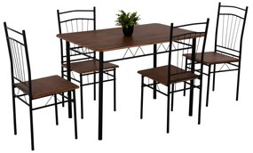 ΣΕΤ ΤΡΑΠΕΖΑΡΙΑΣ 5ΤΜΧ PEARY HM9416.11 ΜΕΤΑΛΛΟ ΜΑΥΡΟ-MDF ΚΑΡΥΔΙ 110x60x74Yεκ.