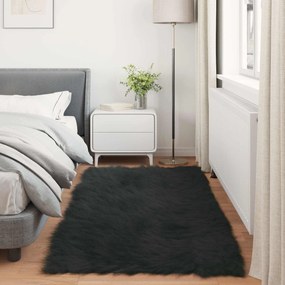 vidaXL Χαλί από τεχνητό πρόβειο δέρμα TAFALLA Μαύρο 80 x 200 cm