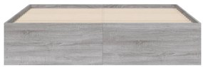 vidaXL Πλαίσιο Κρεβατιού με συρτάρια Γκρι sonoma 140x190εκ. Επεξ. Ξύλο