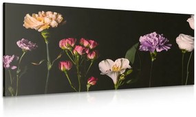 Εικόνα κομψών λουλουδιών σε σκούρο φόντο - 120x60