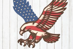 Σετ των 3 Intra απο ξύλο plywood 3mm-4mm πάχος American Flag Eagle Δίασταση 8x8 cm INTRAFABR-122116294