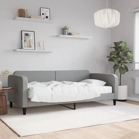 Καναπές Κρεβάτι με Στρώμα Ανοιχτό Γκρι 90 x 200 εκ. Υφασμάτινο - Γκρι