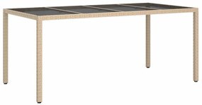 vidaXL Τραπέζι Κήπου Μπεζ 190x90x75 εκ. Ψημένο Γυαλί/Συνθετικό Ρατάν