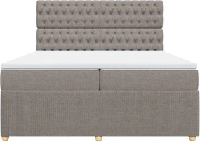 vidaXL Κρεβάτι Boxspring με Στρώμα Taupe 200x200 εκ. Υφασμάτινο