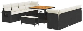 vidaXL Σετ Καναπέ Κήπου με αποθήκευση 11 pcs Μαύρο Πολυ ράταν