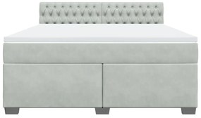 vidaXL Κρεβάτι Boxspring με Στρώμα Ανοιχτό Γκρι 180x200 εκ. Βελούδινο