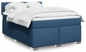 vidaXL Κρεβάτι Boxspring με Στρώμα Μπλε 140x190 εκ. Υφασμάτινο