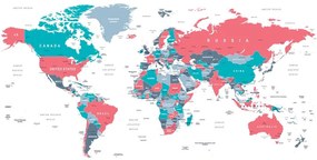 Εικόνα του παγκόσμιου χάρτη με παστέλ πινελιά - 120x60
