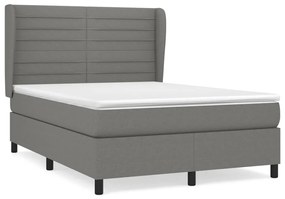 vidaXL Κρεβάτι Boxspring με Στρώμα Σκούρο Γκρι 140x200 εκ Υφασμάτινο