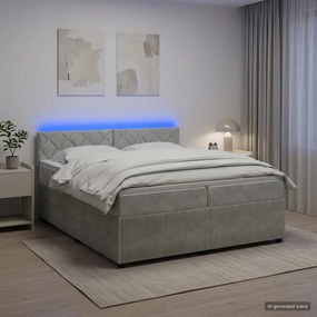 vidaXL Κρεβάτι box spring με στρώμα Ανοιχτό γκρι 200 x 200 cm Βελούδο