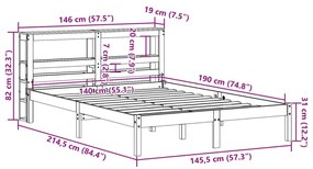 Σκελετός Κρεβατιού Χωρίς Στρώμα 140x190 εκ Μασίφ Ξύλο Πεύκου - Καφέ