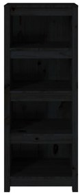 Βιβλιοθήκη Μαύρη 50x35x125,5 εκ. από Μασίφ Ξύλο Πεύκου - Μαύρο
