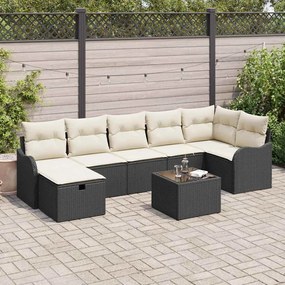vidaXL Σετ Καναπέ Κήπου 8 pcs Μαύρο και κρεμ 287.5 x 122.5 x 85 cm