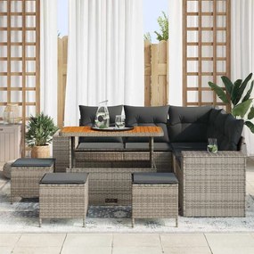 vidaXL Σετ Καναπέ Κήπου 9 pcs Γκρι συνθετικό ρατάν
