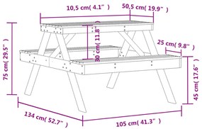 ΤΡΑΠΕΖΙ ΠΙΚΝΙΚ 105 X 134 X 75 ΕΚ. ΑΠΟ ΕΜΠΟΤΙΣΜΕΝΟ ΞΥΛΟ ΠΕΥΚΟΥ 832571