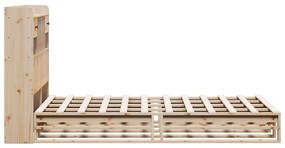 Κρεβάτι Βιβλιοθήκη Χωρίς Στρώμα 120x190 εκ Μασίφ Ξύλο Πεύκου - Καφέ