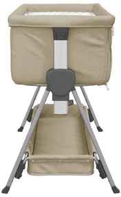 vidaXL Λίκνο Βρεφικό Taupe από Λινό Ύφασμα με Στρώμα