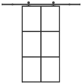 vidaXL Συρόμενη πόρτα με σετ υλικού 102x205 cm ESG Γυαλί&Αλουμίνιο