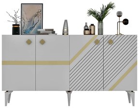 Μπουφές Iris 475OLV2757 150x40x79cm White-Gold Particle Board, Melamine