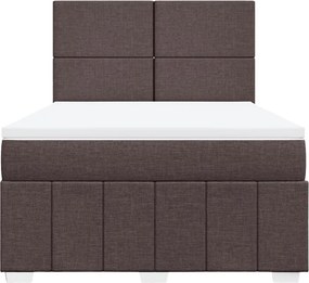vidaXL Κρεβάτι Boxspring με Στρώμα Σκούρο Καφέ 140x190 εκ. Υφασμάτινο