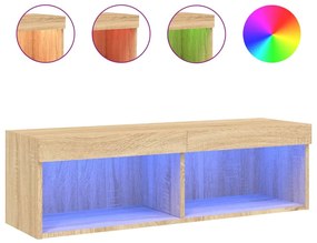 vidaXL Έπιπλο Τηλεόρασης με LED Sonoma Δρυς 240 x 35 x 40 εκ.