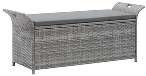 vidaXL Πάγκος Αποθήκευσης Γκρι 138 εκ. Συνθετικό Ρατάν με Μαξιλάρι