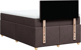 vidaXL Κρεβάτι Boxspring με Στρώμα Σκούρο Καφέ 120x200 εκ. Υφασμάτινο