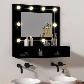 Έπιπλο Καθρέφτη με LED Μαύρο 60 x 31,5 x 62 εκ.
