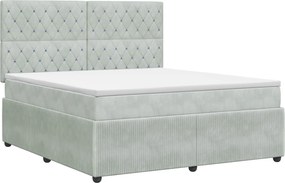 vidaXL Κρεβάτι box spring με στρώμα Ανοιχτό γκρι 140 x 200 cm Βελούδο