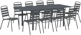 vidaXL Σέτ φαγητού για κήπο 11 pcs Ανθρακί Ατσάλι με Πούδρα