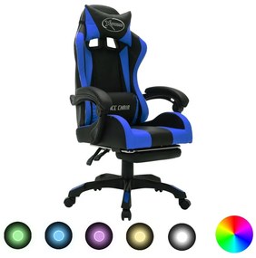Καρέκλα Racing με Φωτισμό RGB LED Μπλε/Μαύρο Συνθετικό Δέρμα - Μπλε