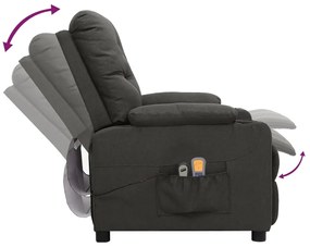 vidaXL Πολυθρόνα Μασάζ Ηλεκτρική Σκούρο Γκρι Υφασμάτινη