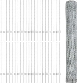 vidaXL Εξωτερική εξάγωνη περίφραξη με στήλη 100 x 1 μ Ασημί Δίχτυ