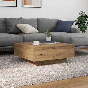 vidaXL Τραπεζάκι σαλονιού με LED φώτα από ξύλο Artisan 80x80x31 εκ