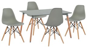 Set Dining Table 5 pieces Table Minimal with chair Twist Grey  120x80x73 cm