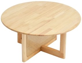 VEVOR Rattan Coffee Table Round Wood Coffee Table Single Tier for Living Room
