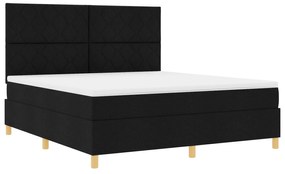 vidaXL Κρεβάτι Box Spring με Στρώμα & LED Μαύρο 180x200 εκ. Ύφασμα