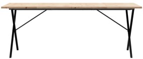 vidaXL Τραπέζι Τραπεζαρίας Πλαίσιο Χ Μασίφ Πεύκο/Ατσάλι