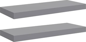 vidaXL Ράφια Τοίχου 2 τεμ. Γκρι 60 x 23,5 x 3,8 εκ. MDF