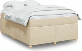 vidaXL Κρεβάτι Boxspring με Στρώμα Κρεμ 140x190 εκ. Υφασμάτινο
