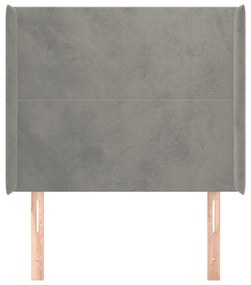 Κεφαλάρι με Πτερύγια Ανοιχτό Γκρι 83x16x118/128 εκ. Βελούδινο 3119330