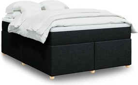 vidaXL Κρεβάτι Boxspring με Στρώμα Μαύρο 140x190 εκ. Υφασμάτινο