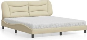 vidaXL Κρεβάτι με Στρώμα Hvar Κρεμ 180x200 εκ. Υφασμάτινο