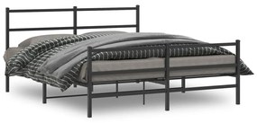 Πλαίσιο Κρεβατιού με Κεφαλάρι/Ποδαρικό Μαύρο 160x200εκ. Μέταλλο - Μαύρο
