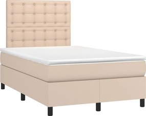 vidaXL Κρεβάτι Boxspring Στρώμα&amp;LED Καπουτσίνο 120x190 εκ. Συνθ. Δέρμα