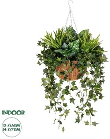 20623 GloboStar® Artificial Garden VARIOUS HANGING PLANT 20623 Τεχνητό Κρεμαστό Διακοσμητικό Φυτό Φτέρης Π60 x Μ60 x Y70cm